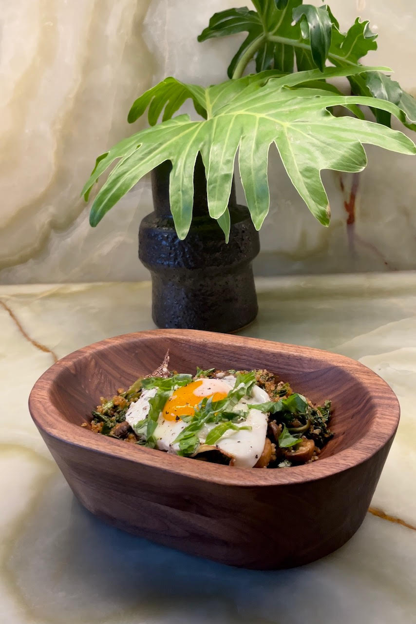 Quinoa Fried Rice with Roasted Mushrooms and Kale