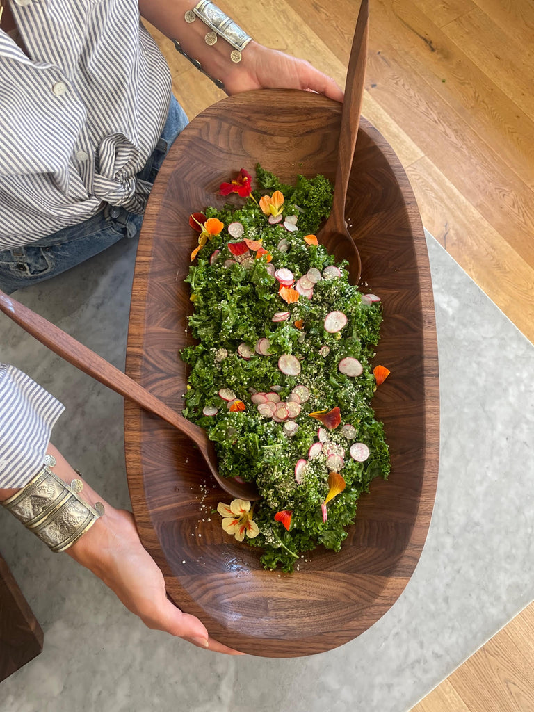 Massaged Kale Salad with Fried Oyster Mushrooms