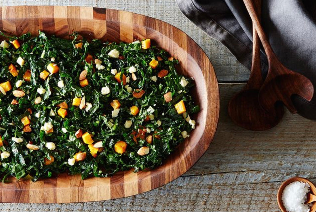 Kale Salad with roasted sweet potatoes